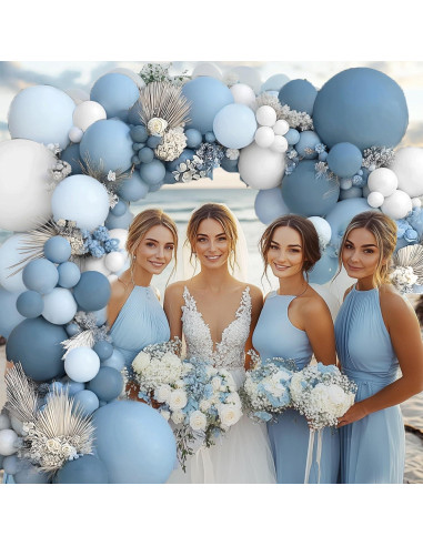 Kit Guirnalda de Globos Azul Polvoriento y Blanco Kafeli