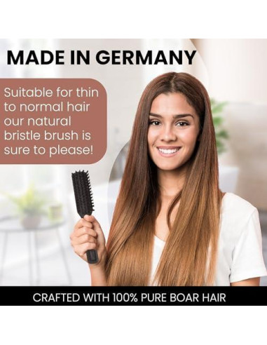 Cepillo de Cabello de Cerda de Jabalí SHASH 20.6x3.8cm Negro