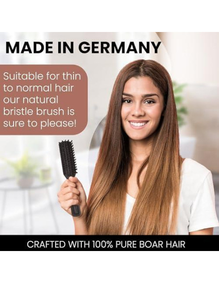 Cepillo de Cabello de Cerda de Jabalí SHASH 20.6x3.8cm Negro