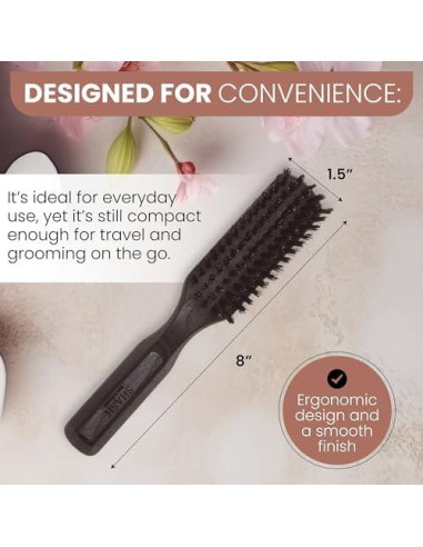 Cepillo de Cabello de Cerda de Jabalí SHASH 20.6x3.8cm Negro