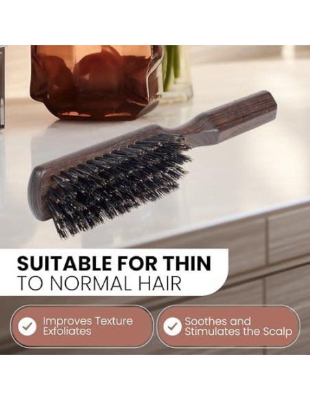 Cepillo de Cabello de Cerda de Jabalí SHASH 20.6x3.8cm Negro