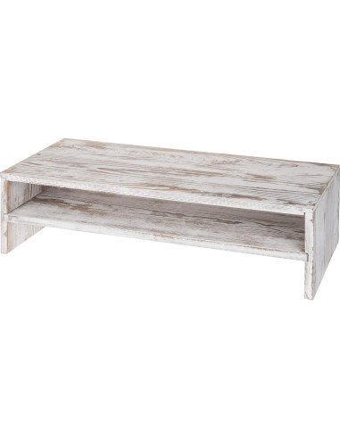 Soporte para Monitor y Laptop MyGift de Madera Blanqueada 2 Niveles