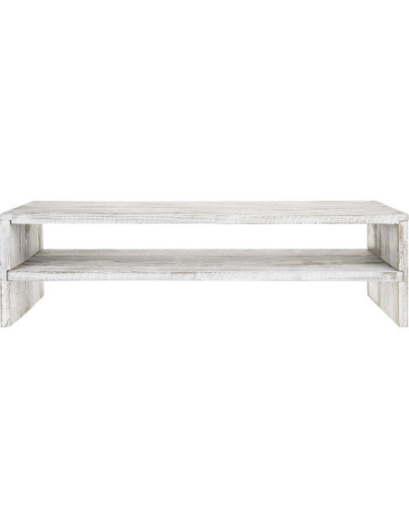 Soporte para Monitor y Laptop MyGift de Madera Blanqueada 2 Niveles
