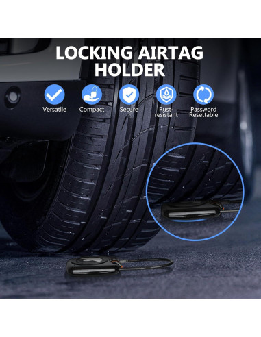 Candado de Combinación TUXON para AirTag - Negro, 3 Dígitos