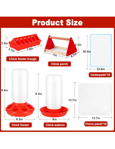 Kit de Cría para Pollitos POMINEL - Comedero, Bebedero y Perchero 2
