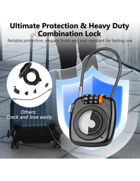 Candado de Combinación TUXON para AirTag - Negro, 3 Dígitos Candado de Combinación TUXON para AirTag - Negro, 3 Dígitos