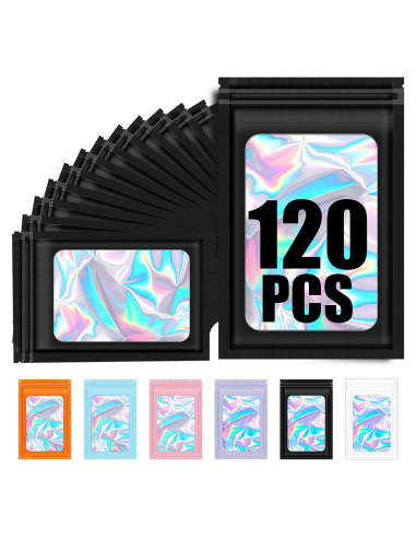 120 Bolsas Mylar Reutilizables Olores ODDIER 6.7x9.7cm Holográficas