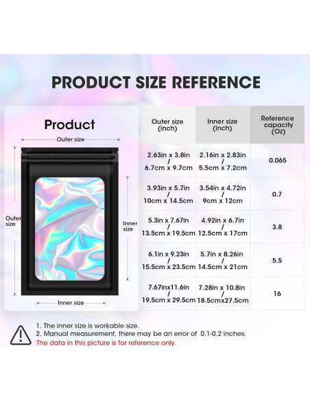 120 Bolsas Mylar Reutilizables Olores ODDIER 6.7x9.7cm Holográficas 120 Bolsas Mylar Reutilizables Olores ODDIER 6.7x9.7cm Holográficas