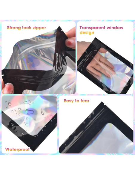 120 Bolsas Mylar Reutilizables Olores ODDIER 6.7x9.7cm Holográficas 120 Bolsas Mylar Reutilizables Olores ODDIER 6.7x9.7cm Holográficas