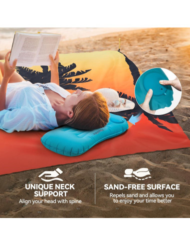 Manta de Playa Thallike Impermeable 200x210 cm con Almohada