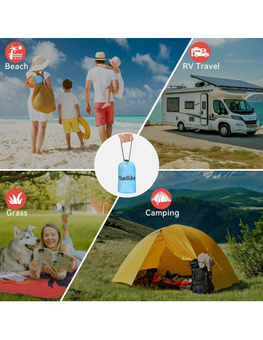 Manta de Playa Thallike Impermeable 200x210 cm con Almohada