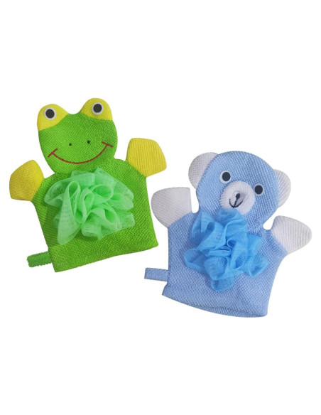 Guantes de baño para niños COHEXA Oso Rana 2 paquetes