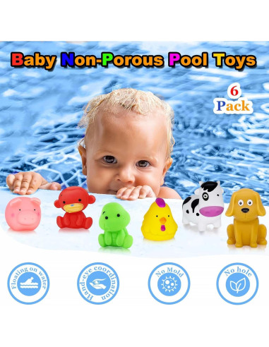 Juguetes de baño para bebés QLKYTALA - 6 animales coloridos