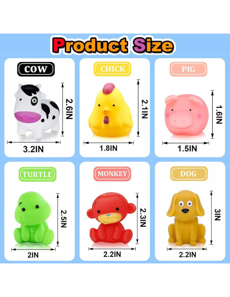 Juguetes de baño para bebés QLKYTALA - 6 animales coloridos
