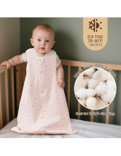 Saco de Sueño PHF para Bebés 0-6 Meses Algodón Orgánico Floral 2
