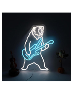 Luz de Neón Oso Polar Guitarrista LED 43x33 cm
