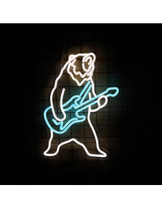 Luz de Neón Oso Polar Guitarrista LED 43x33 cm 2
