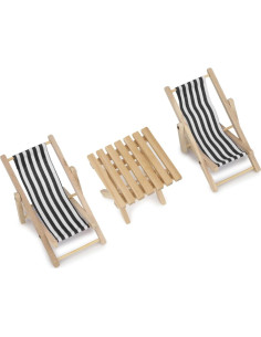 Set Miniatura Silla de Playa y Mesa 1:12 Cutemini - Negro 2