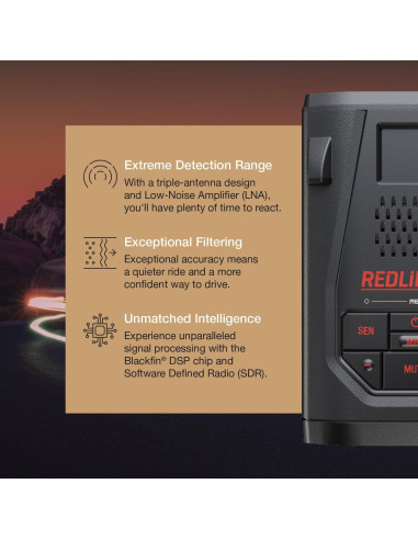Detector de Radar Escort Redline 360c - Rango Extremo, Bluetooth, GPS