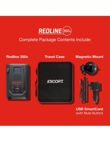 Detector de Radar Escort Redline 360c - Rango Extremo, Bluetooth, GPS