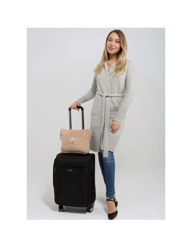 Manta de Viaje Beige BlueHills con Almohada y Clip de Mochila