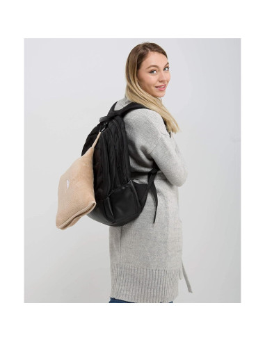 Manta de Viaje Beige BlueHills con Almohada y Clip de Mochila