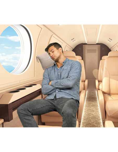 Manta de Viaje Beige BlueHills con Almohada y Clip de Mochila