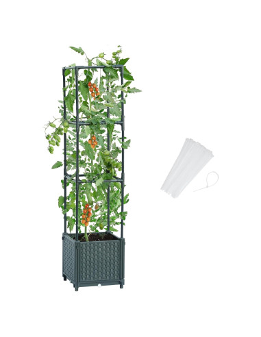 Caja de Plantas Elevada LINEX con Enrejado 15.1L Gris
