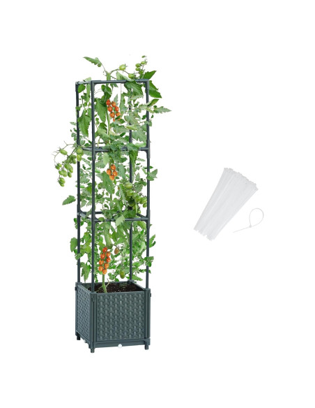 Caja de Plantas Elevada LINEX con Enrejado 15.1L Gris