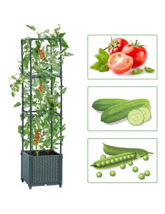 Caja de Plantas Elevada LINEX con Enrejado 15.1L Gris 2