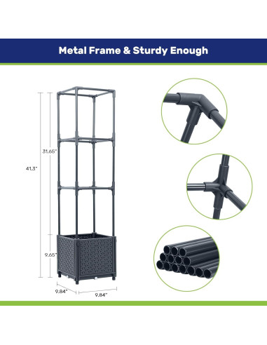 Caja de Plantas Elevada LINEX con Enrejado 15.1L Gris
