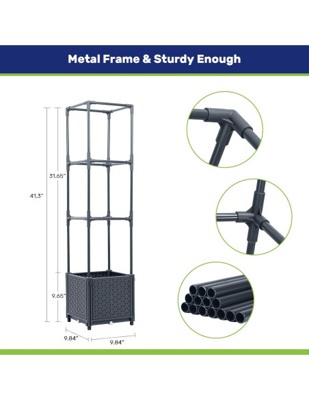Caja de Plantas Elevada LINEX con Enrejado 15.1L Gris
