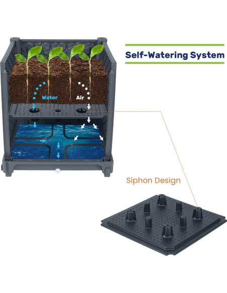 Caja de Plantas Elevada LINEX con Enrejado 15.1L Gris