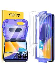 Protector de Pantalla YWXTW para Samsung Galaxy Z Flip 7 - 4Pcs EPU + 2Pcs Cristal Templado