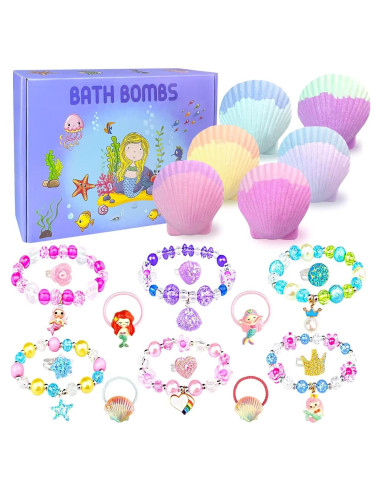 Kit de 6 Bombas de Baño de Sirena ZETONBNN con Juguetes Sorpresa