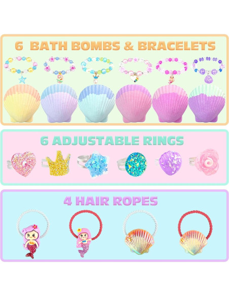 Kit de 6 Bombas de Baño de Sirena ZETONBNN con Juguetes Sorpresa