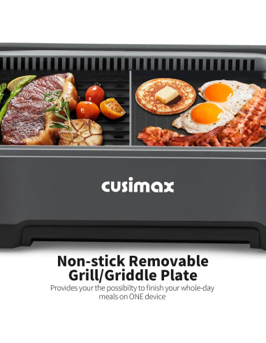Parrilla Eléctrica Sin Humo CUSIMAX 1500W Interior Antiadherente