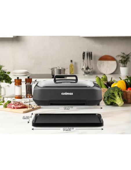 Parrilla Eléctrica Sin Humo CUSIMAX 1500W Interior Antiadherente