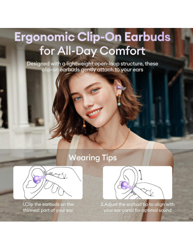 Auriculares Inalámbricos PAXA Clipbuds714 Morado 50H Bluetooth 5.4