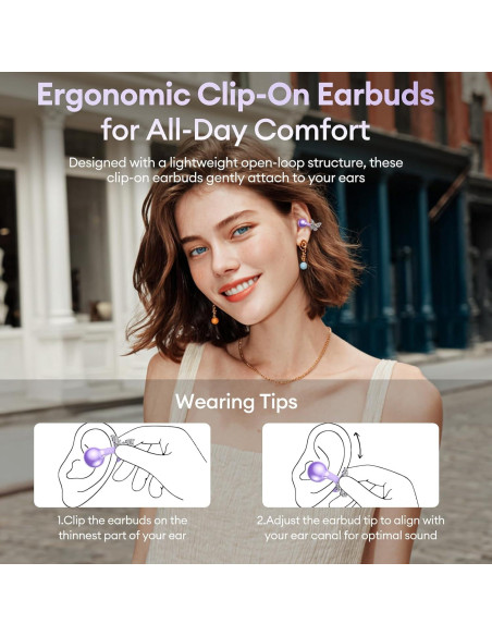 Auriculares Inalámbricos PAXA Clipbuds714 Morado 50H Bluetooth 5.4