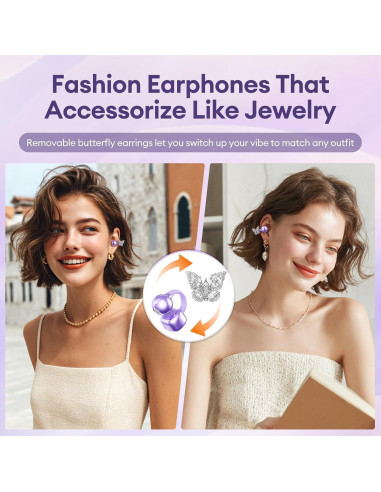 Auriculares Inalámbricos PAXA Clipbuds714 Morado 50H Bluetooth 5.4