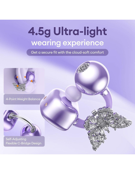 Auriculares Inalámbricos PAXA Clipbuds714 Morado 50H Bluetooth 5.4