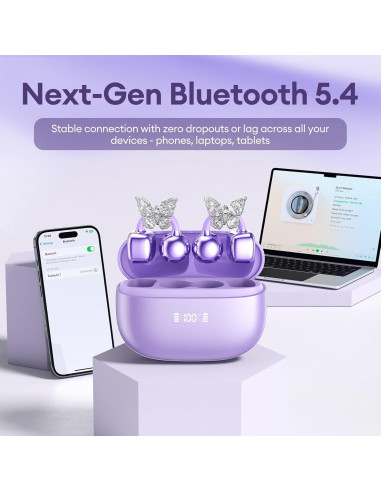 Auriculares Inalámbricos PAXA Clipbuds714 Morado 50H Bluetooth 5.4