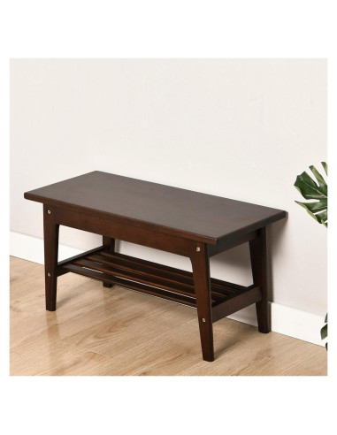 Banco de Zapatos CONSDAN de Madera Nogal Oscuro 2 Niveles