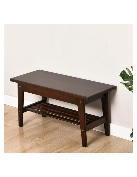 Banco de Zapatos CONSDAN de Madera Nogal Oscuro 2 Niveles