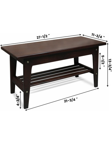 Banco de Zapatos CONSDAN de Madera Nogal Oscuro 2 Niveles