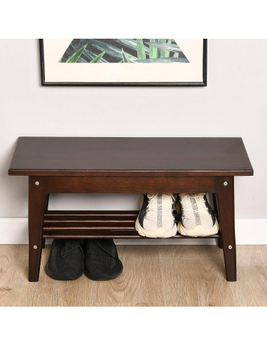 Banco de Zapatos CONSDAN de Madera Nogal Oscuro 2 Niveles