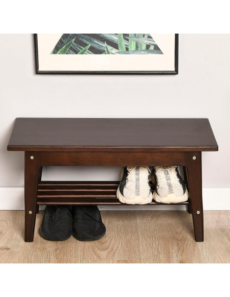 Banco de Zapatos CONSDAN de Madera Nogal Oscuro 2 Niveles