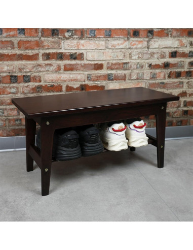 Banco de Zapatos CONSDAN de Madera Nogal Oscuro 2 Niveles