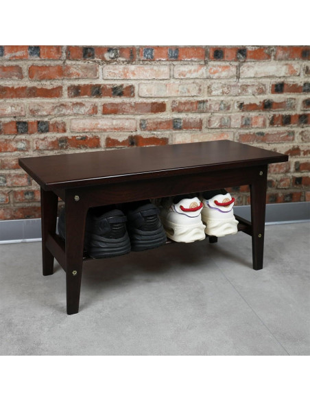 Banco de Zapatos CONSDAN de Madera Nogal Oscuro 2 Niveles